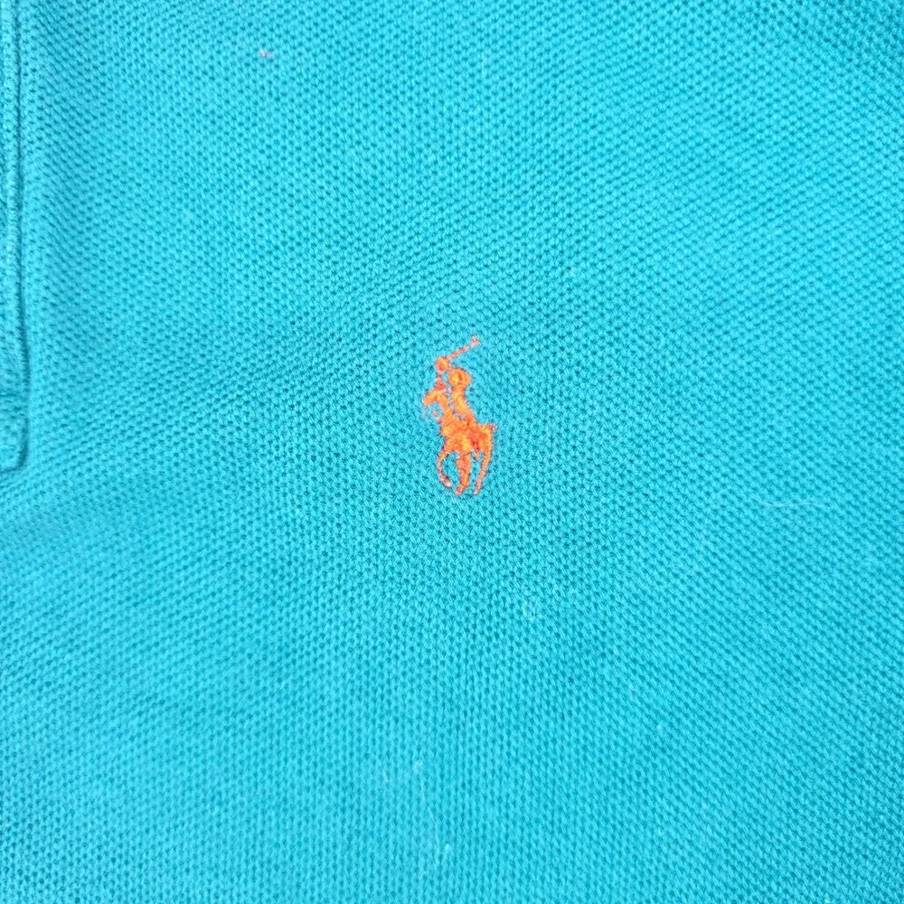 Ralph Lauren Kids Green Pique Polo Shirt Purple Striped Collar Large L